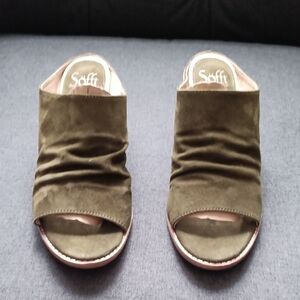 Sofft Olive Suede Open-Toe Mules